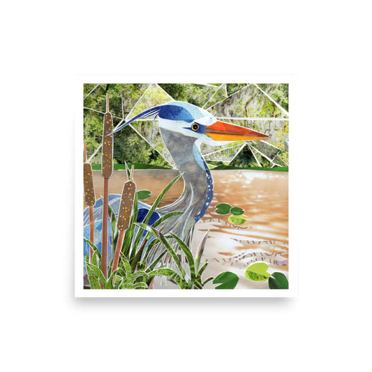 blue heron print