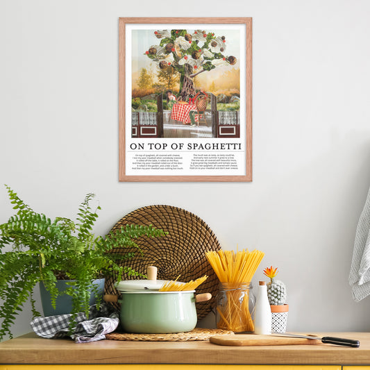on top of spaghetti framed poster