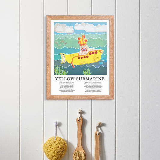yellow submarine framed nursery rhyme poster