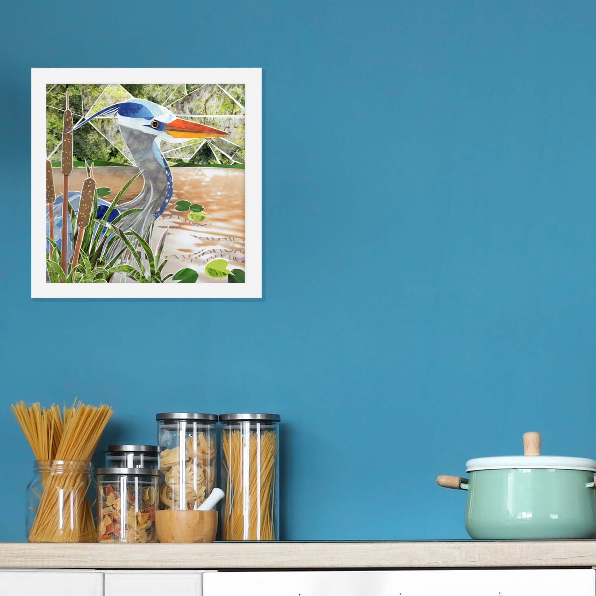 blue heron print
