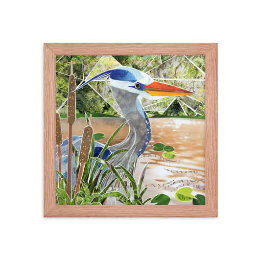 blue heron framed print