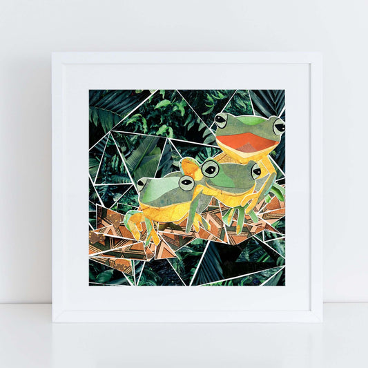 froggies wall art, more the merrlier collage art square print