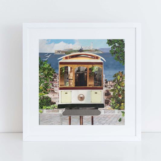 san francisco treat wall art, more the merrlier collage art square print