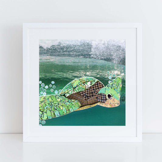 turt wall art, more the merrlier collage art square print