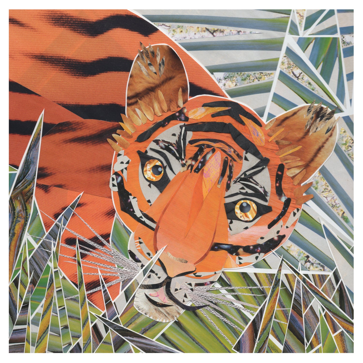 jungle tiger collage art print by more the merrlier