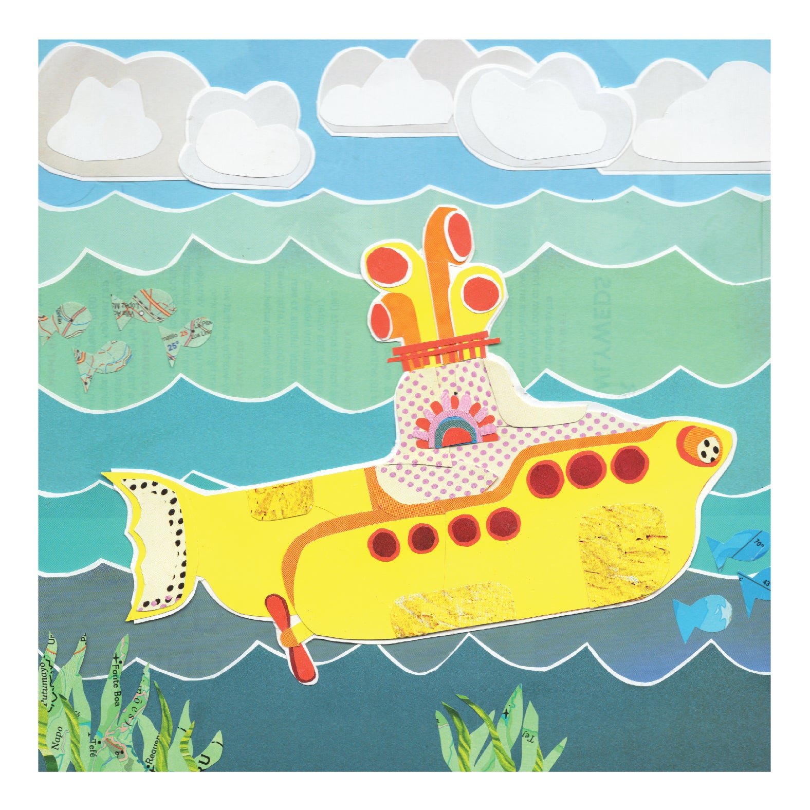 yellow submarine nursery art by more the merrlier collage artist