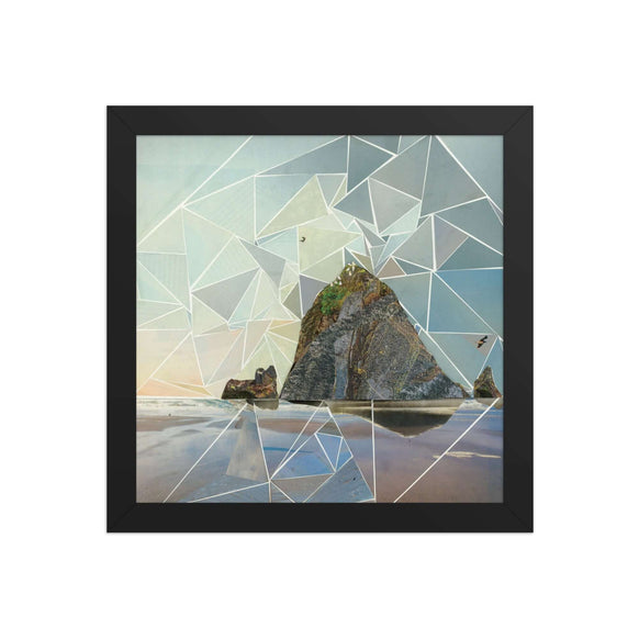 haystack rock print, black frame