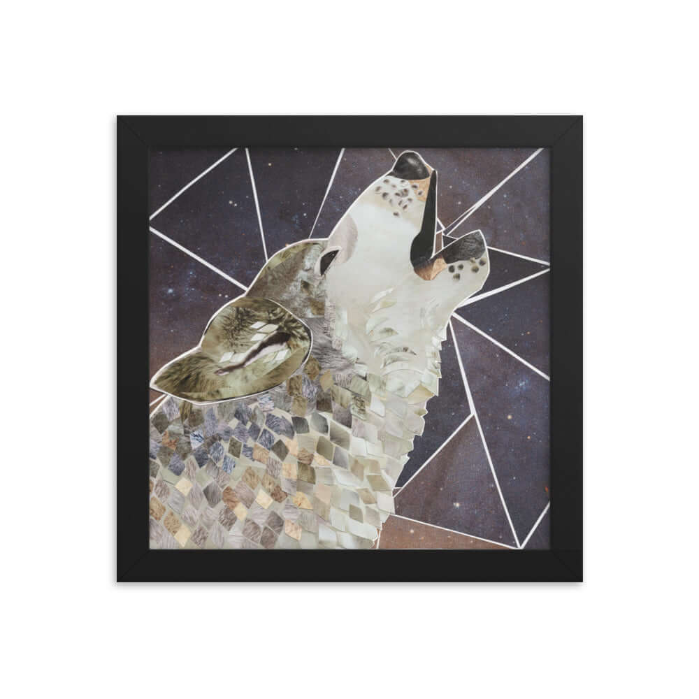 wolf print, black frame