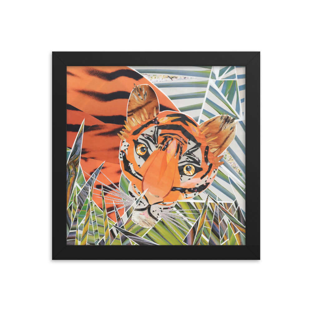 tiger print, black frame