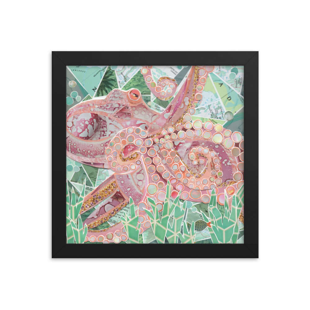 inky the octopus print, black frame