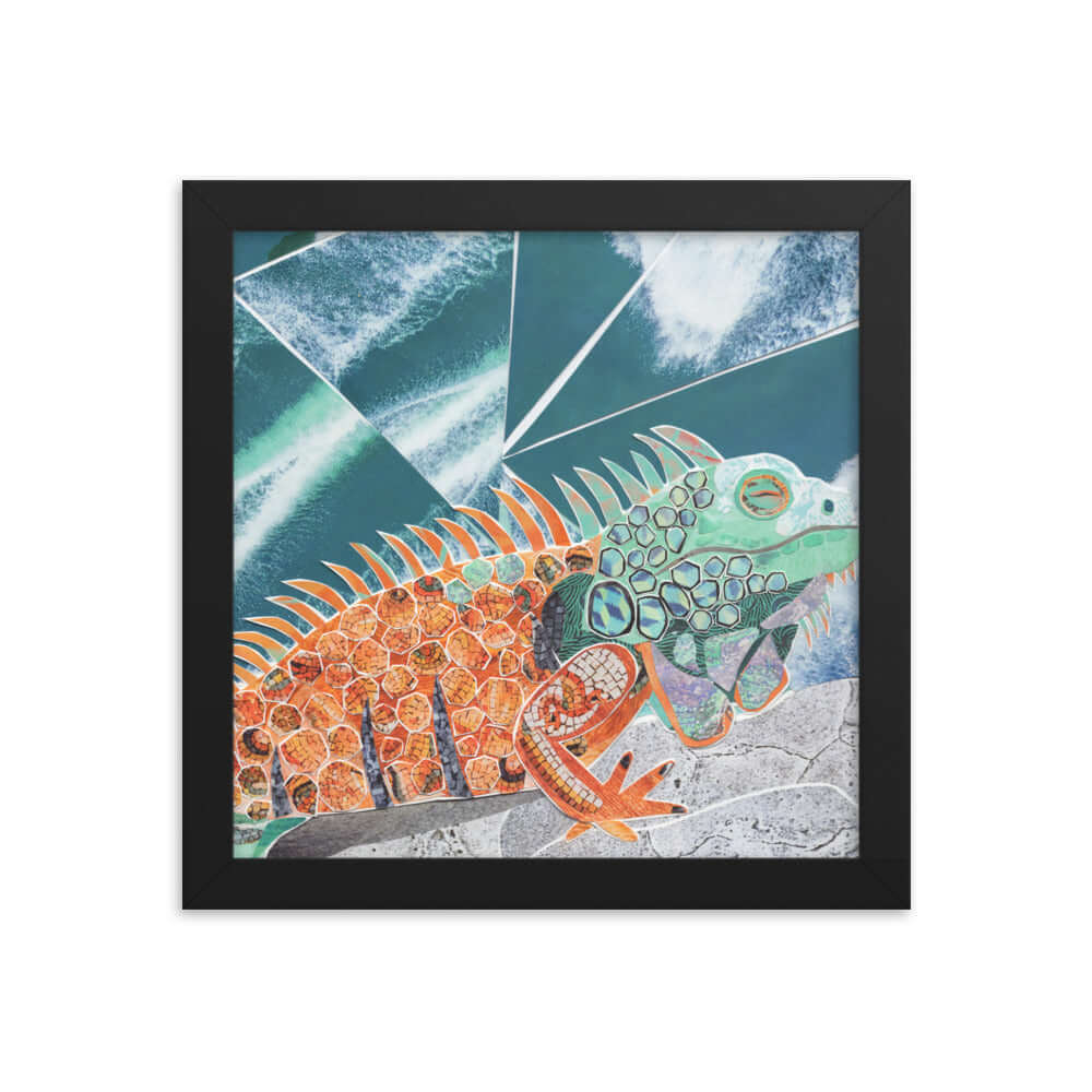 iguana print, black frame