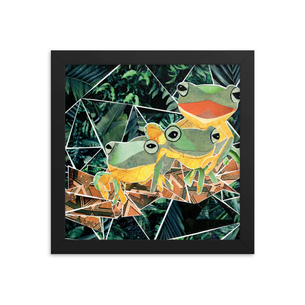 froggies print, black frame