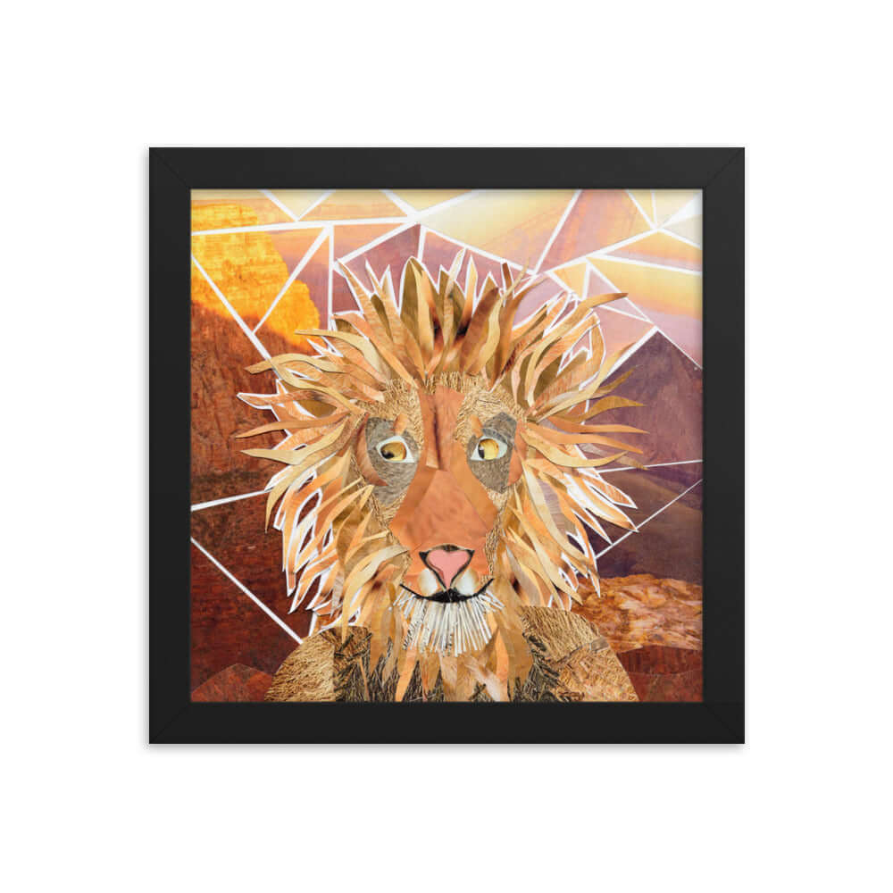 lion print, black frame