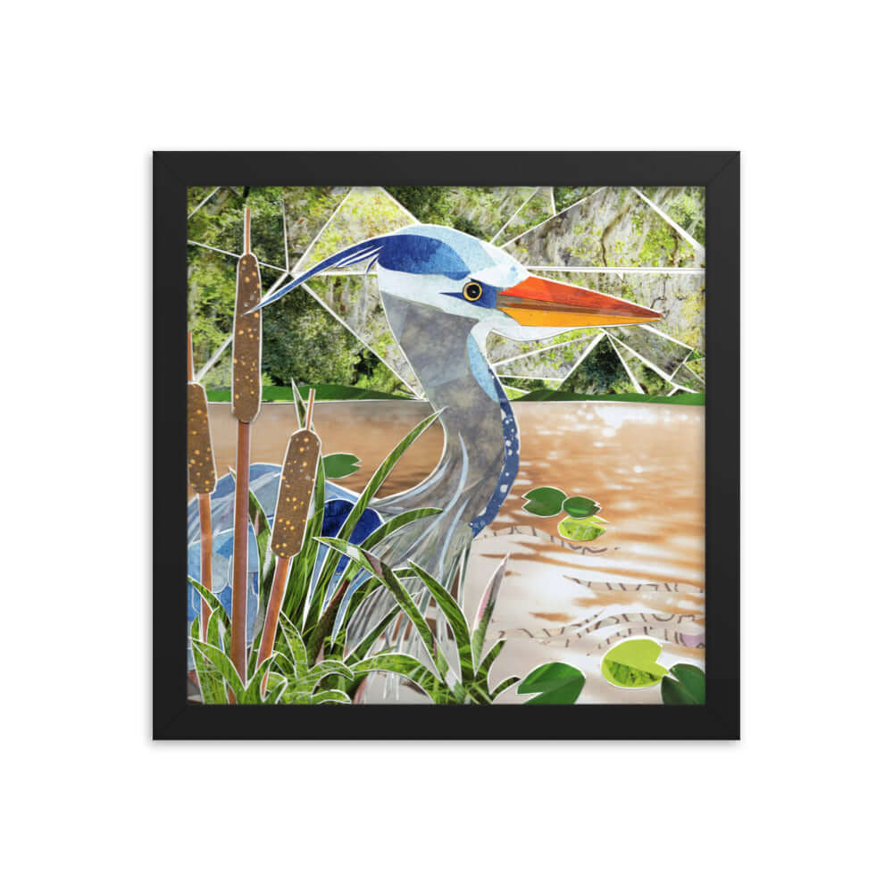 blue heron framed print
