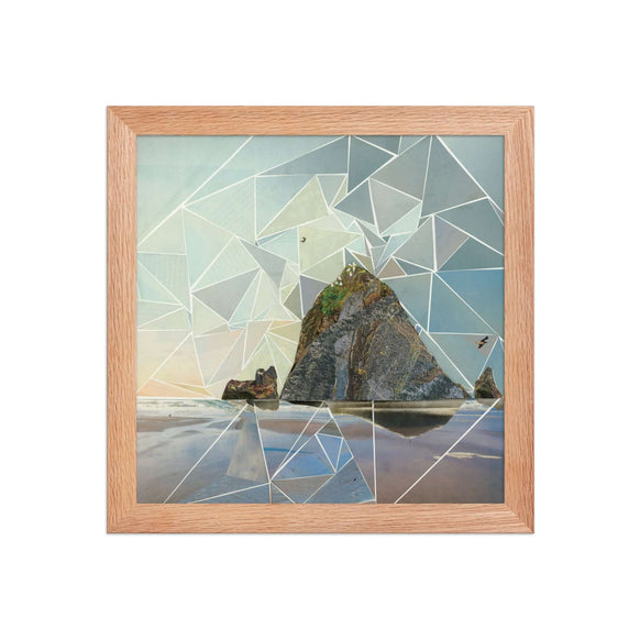 haystack rock print, red oak frame