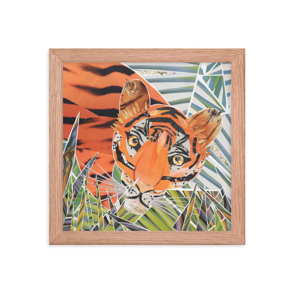 tiger print, red oak frame