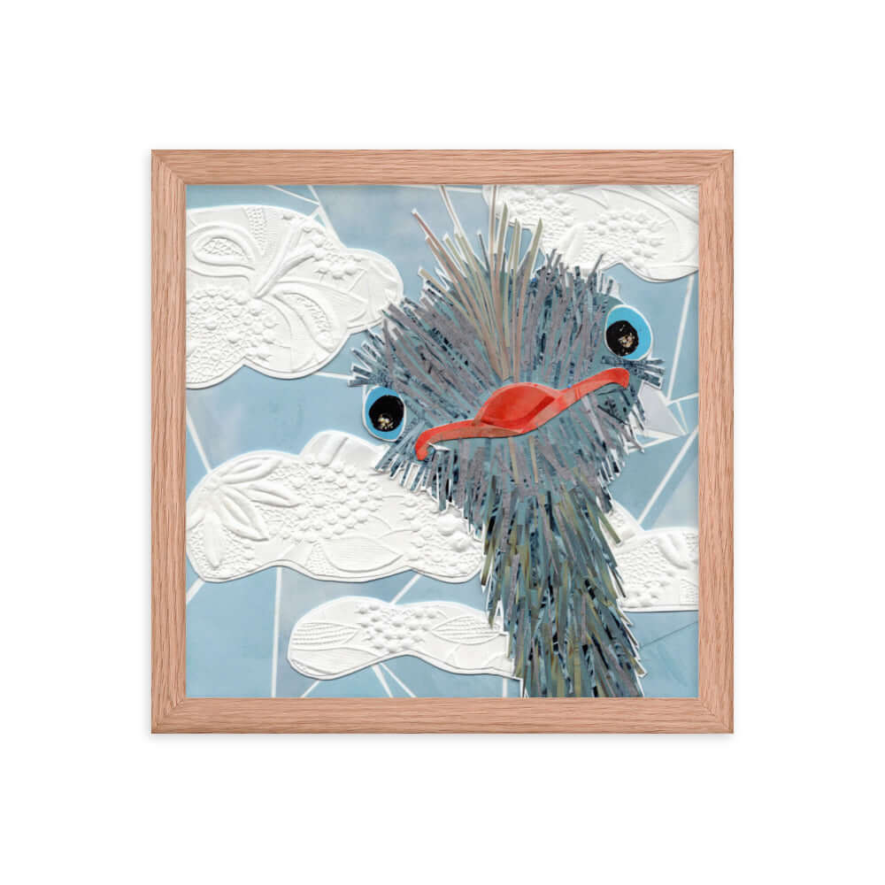 peekaboo print, red oak frame