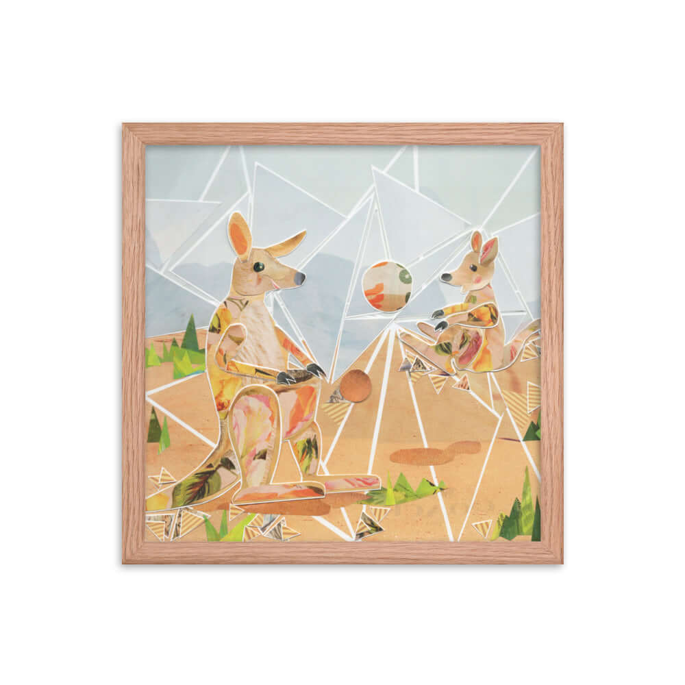 roo skadoo print, red oak frame
