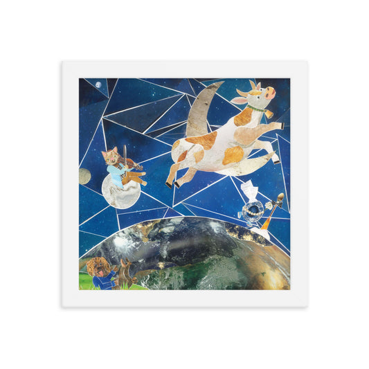hey diddle diddle print, white frame