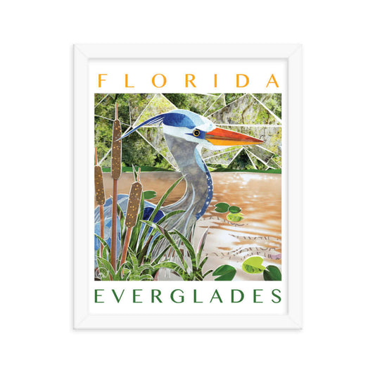 florida everglades poster, white frame