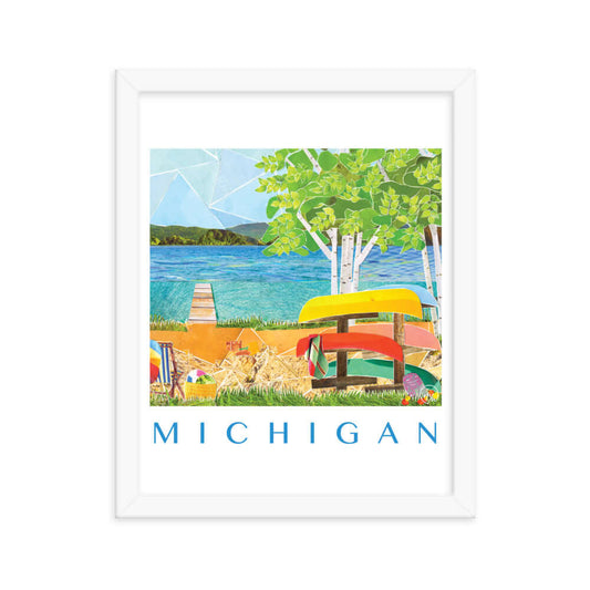 michigan poster, white frame