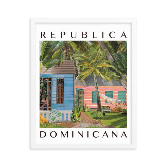 república dominicana poster, white frame, large