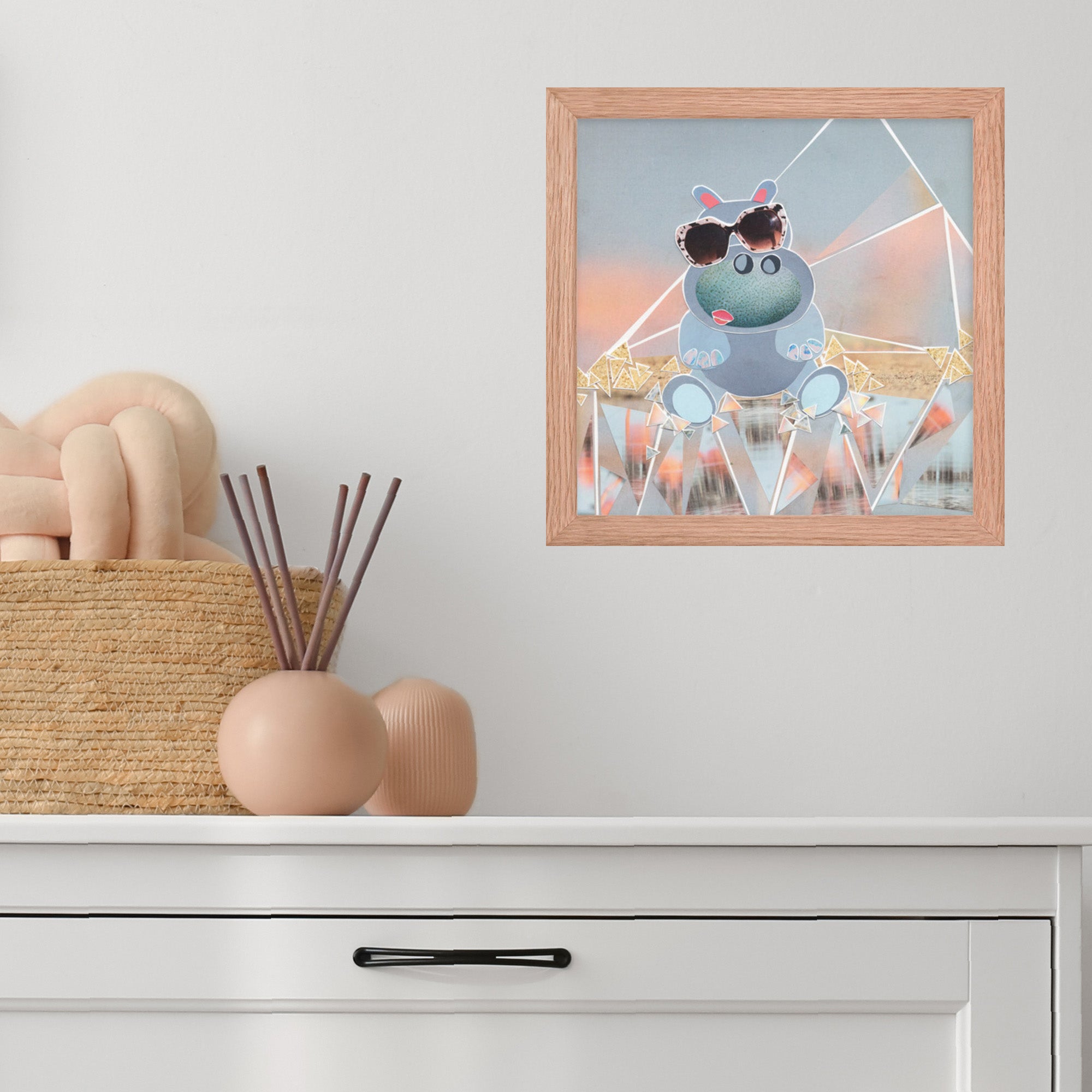 hippo framed print