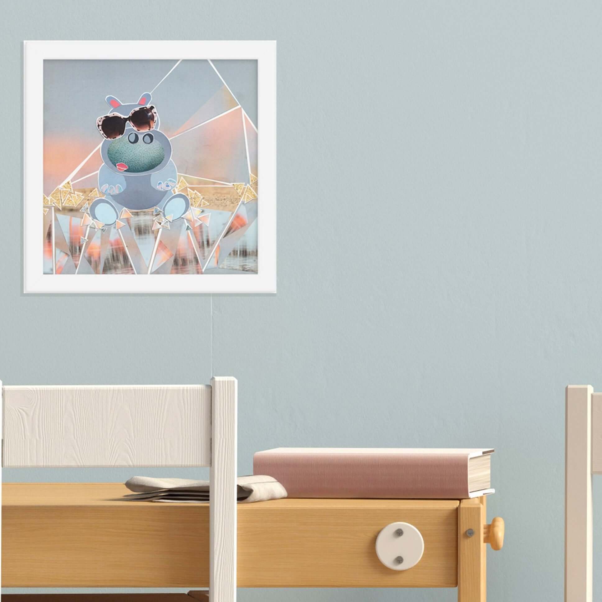 hippo print in a room setting
