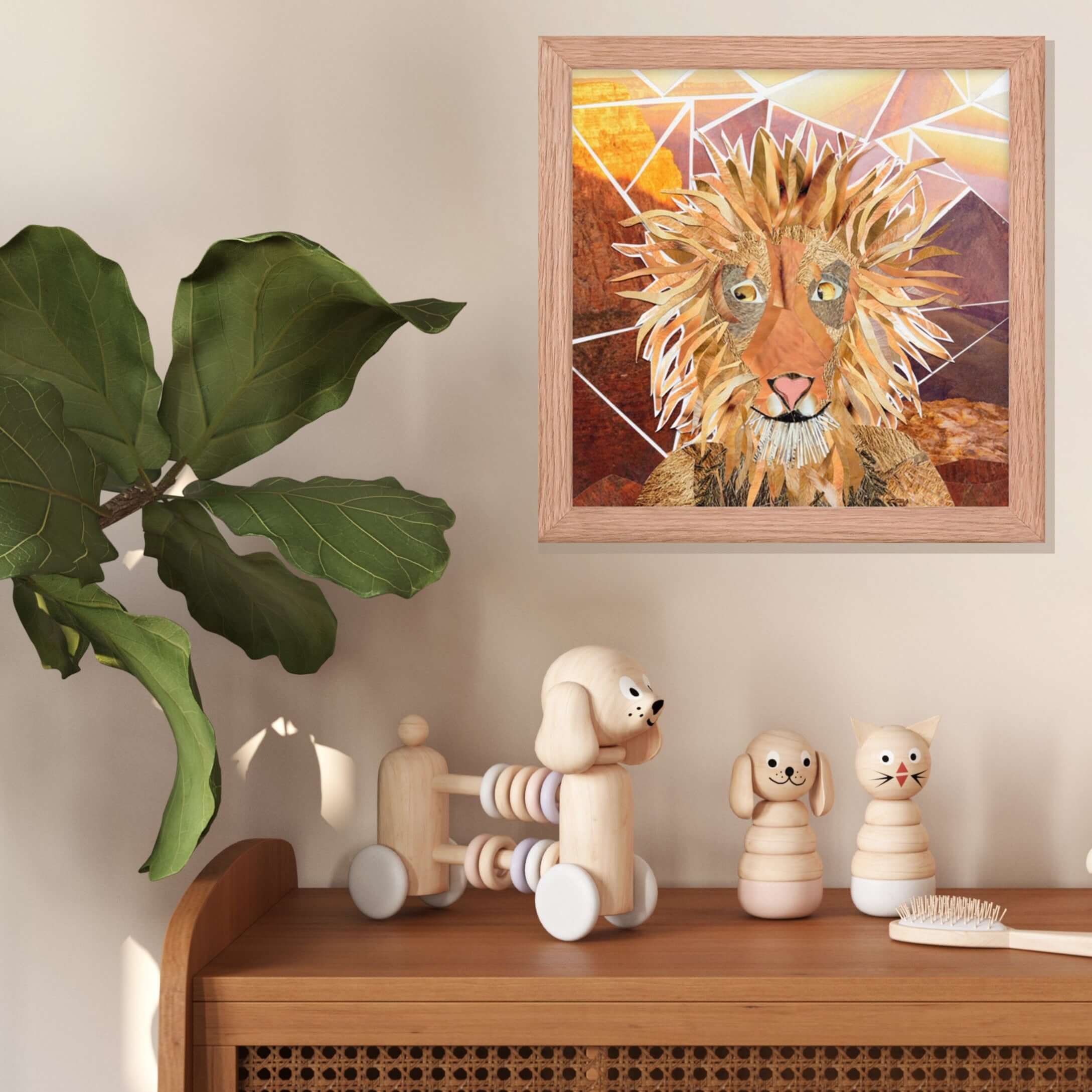 lion print in a room setting
