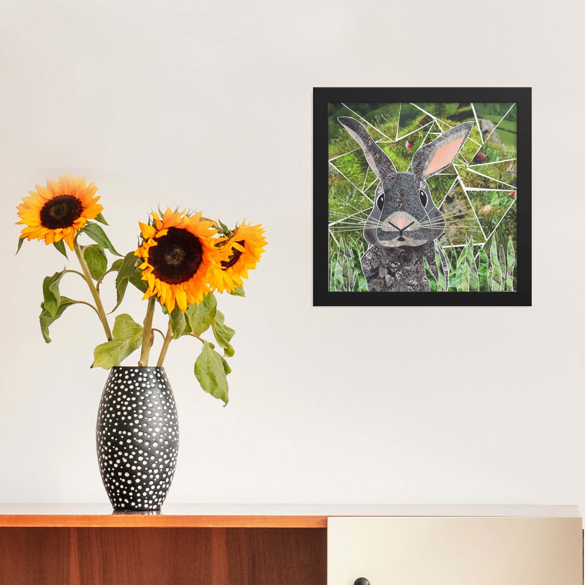 rabbit print in a room setting