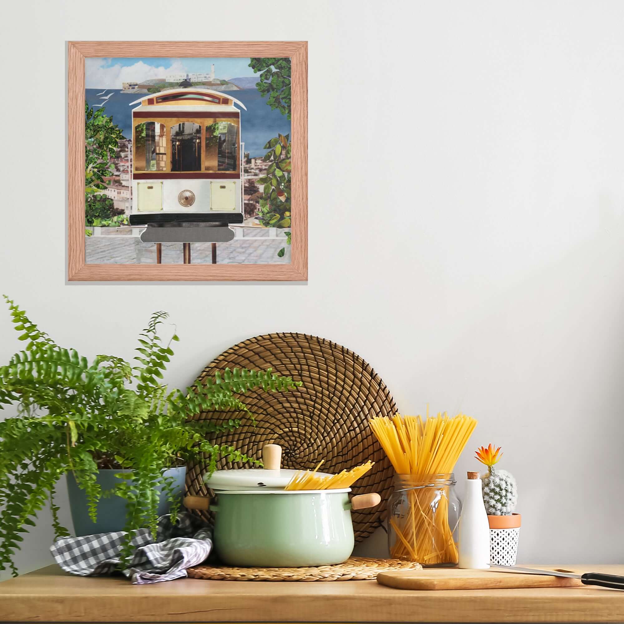 cable car print in a room setting