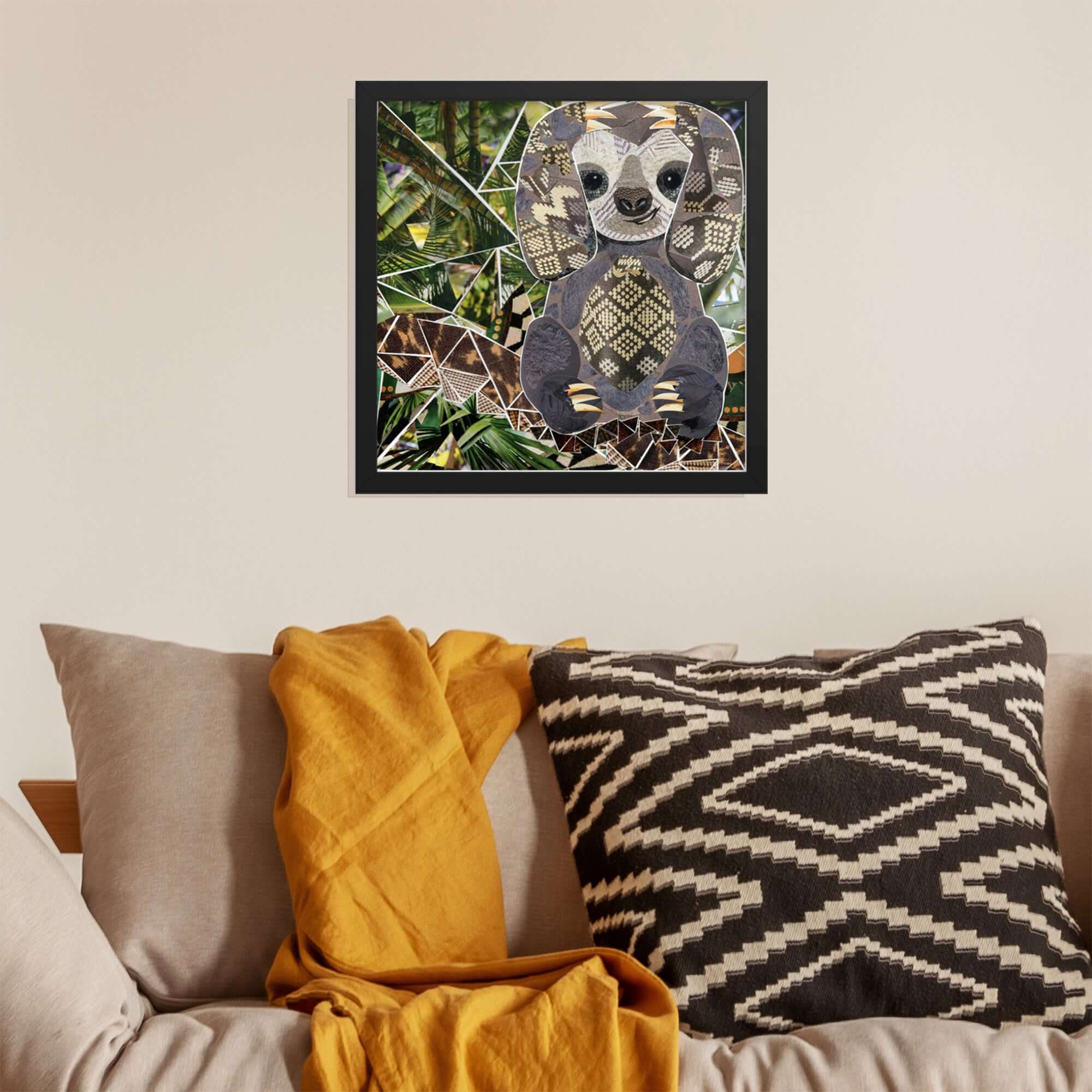 sloth print in a room setting