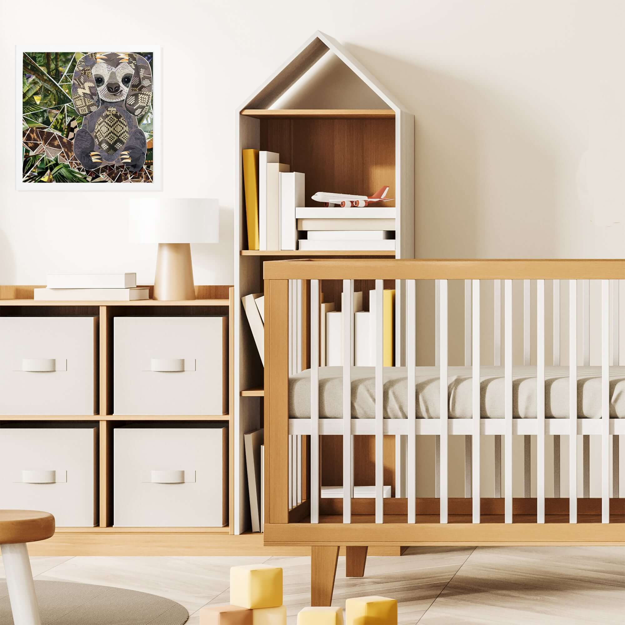 sloth print in a room setting