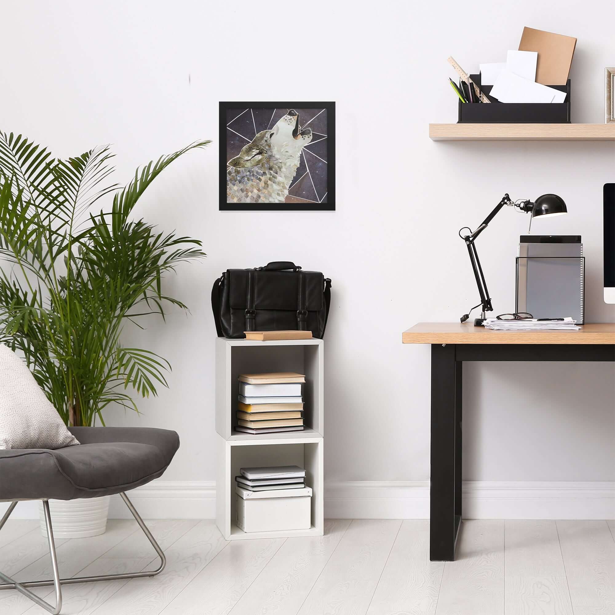wolf print in a room setting