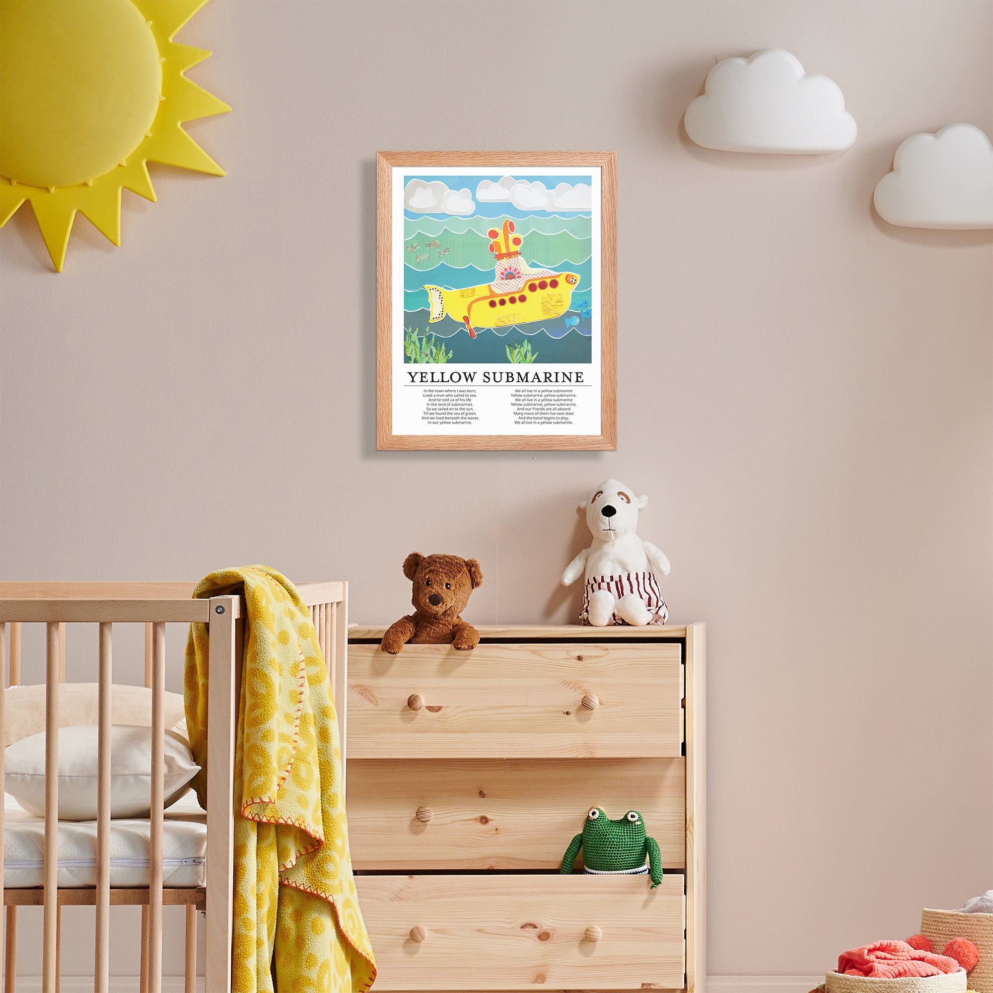 yellow submarine framed nursery rhyme poster