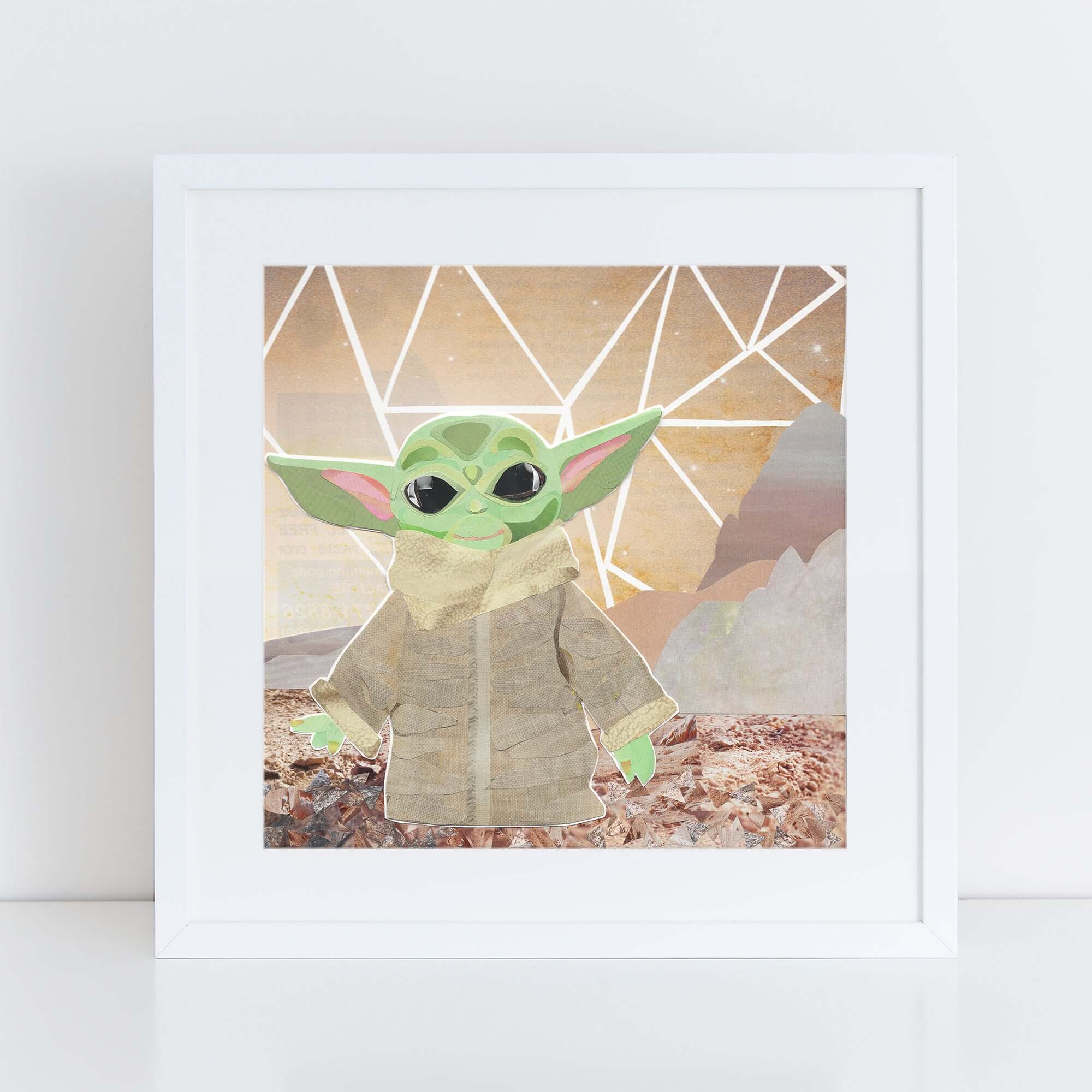 baby yoda wall art, more the merrlier collage art square print