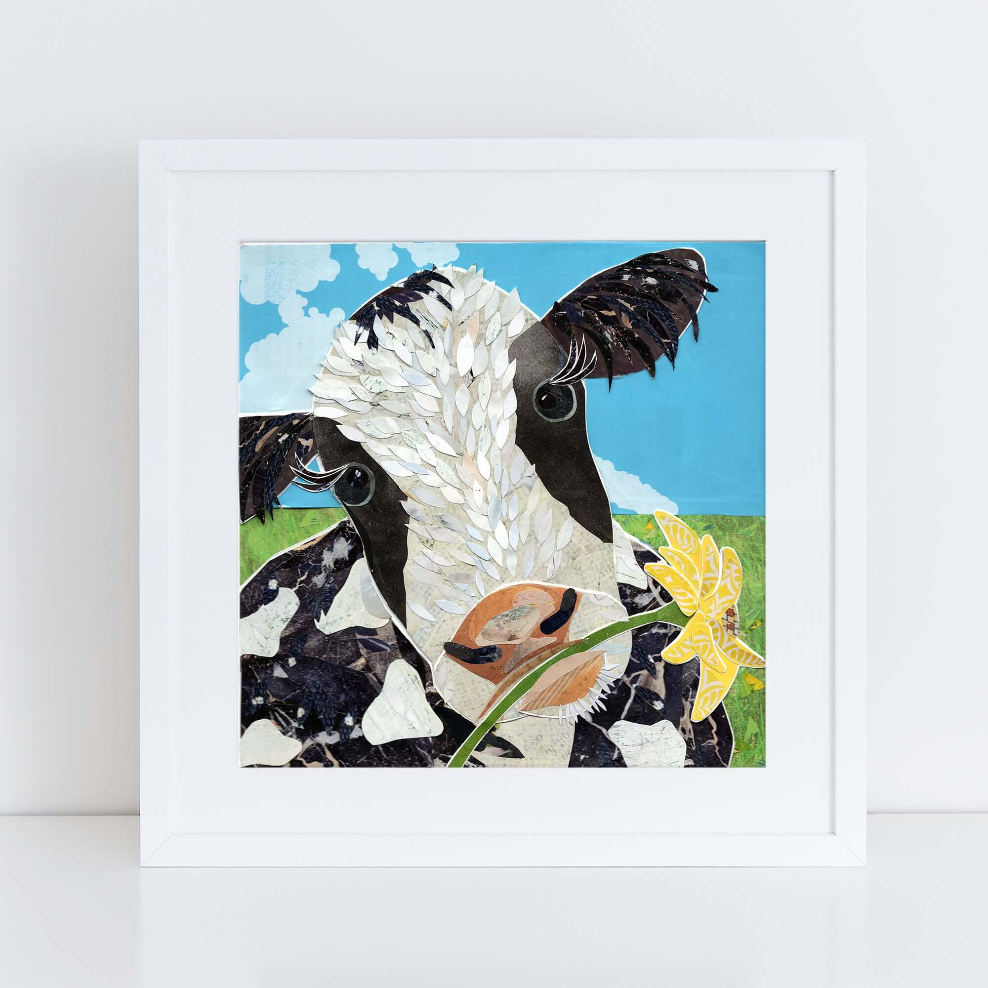 cow wall art, more the merrlier collage art square print