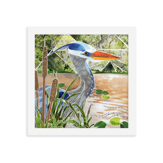 blue heron framed print