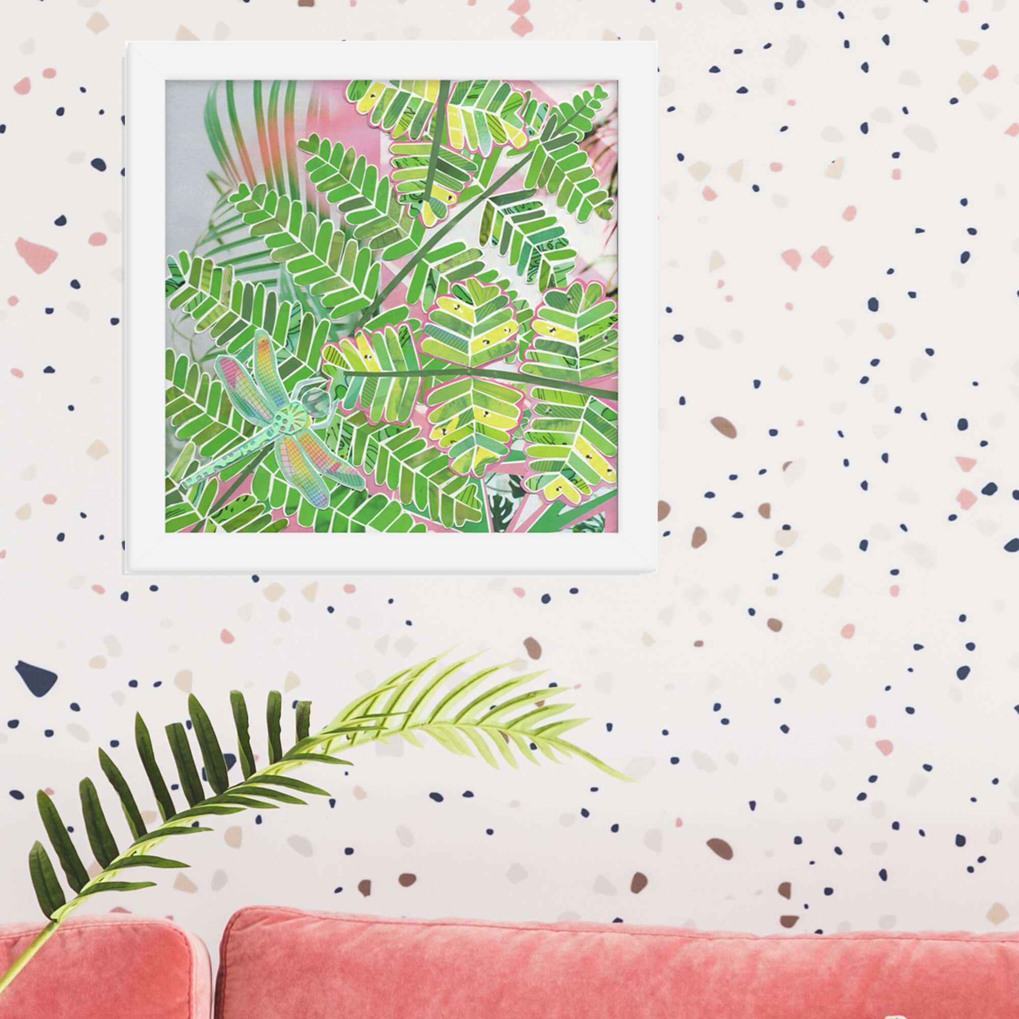 fern print in a room setting