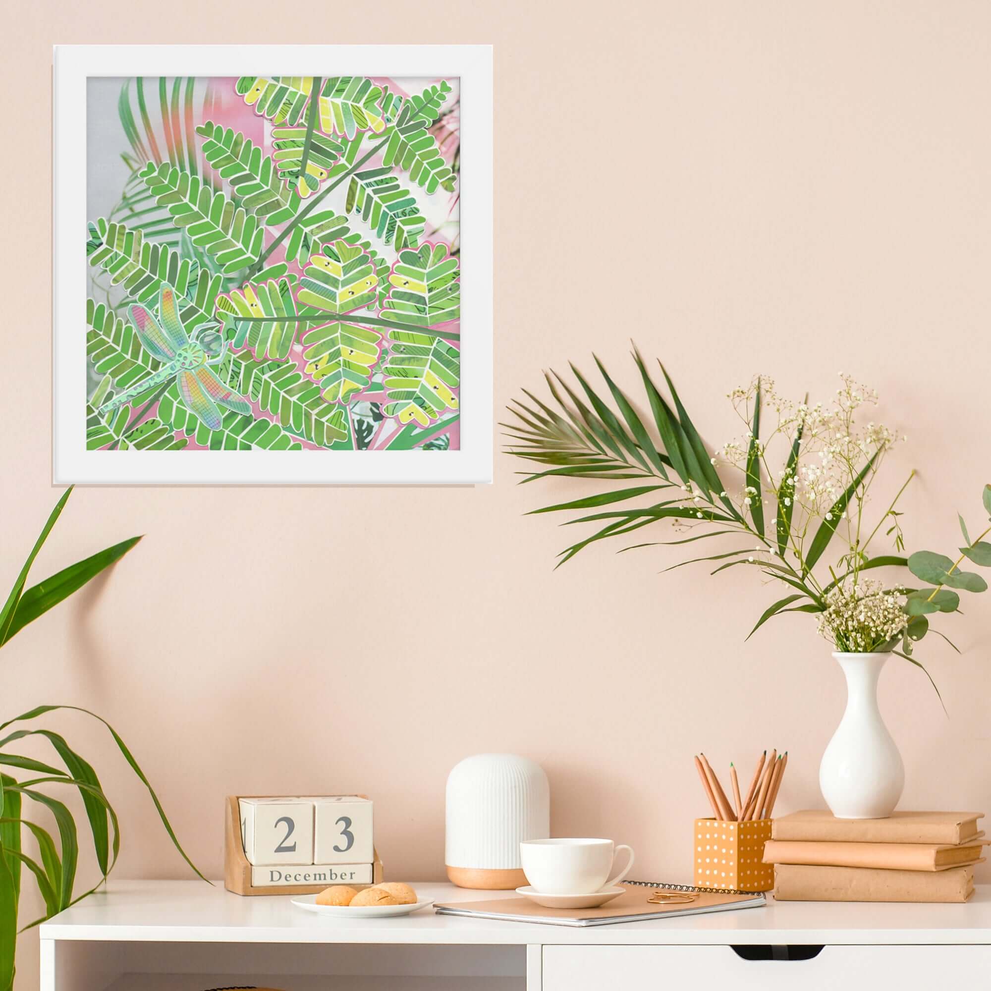 fern print in a room setting