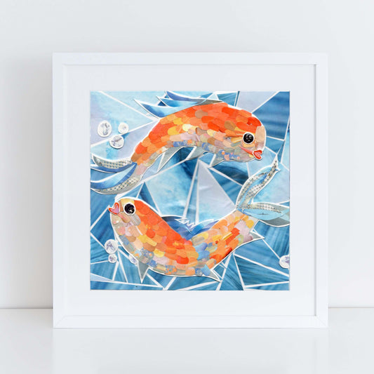 pisces wall art, more the merrlier collage art square print