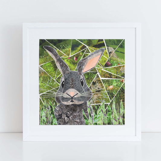 rabbit wall art, more the merrlier collage art square print