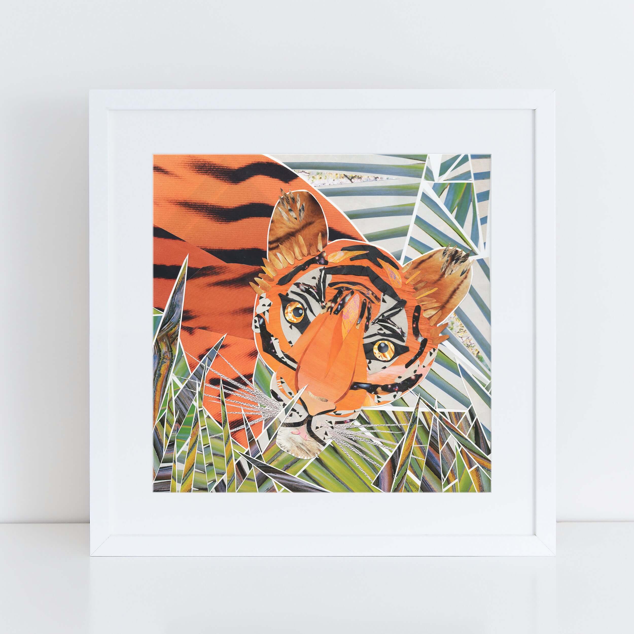 tigress queen wall art, more the merrlier collage art square print