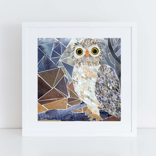 whooo me wall art, more the merrlier collage art square print